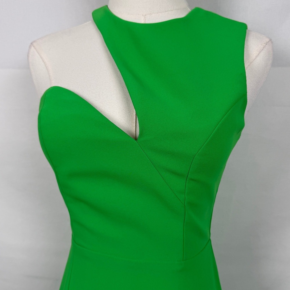 Amanda Uprichard Green Asymmetrical Cutout Gown Slit‎ Evening Maxi Dress XS USA - Picture 3 of 10